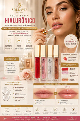 Gloss Labial Ácido Hialurônico Volumizador Brilho Sollaviê