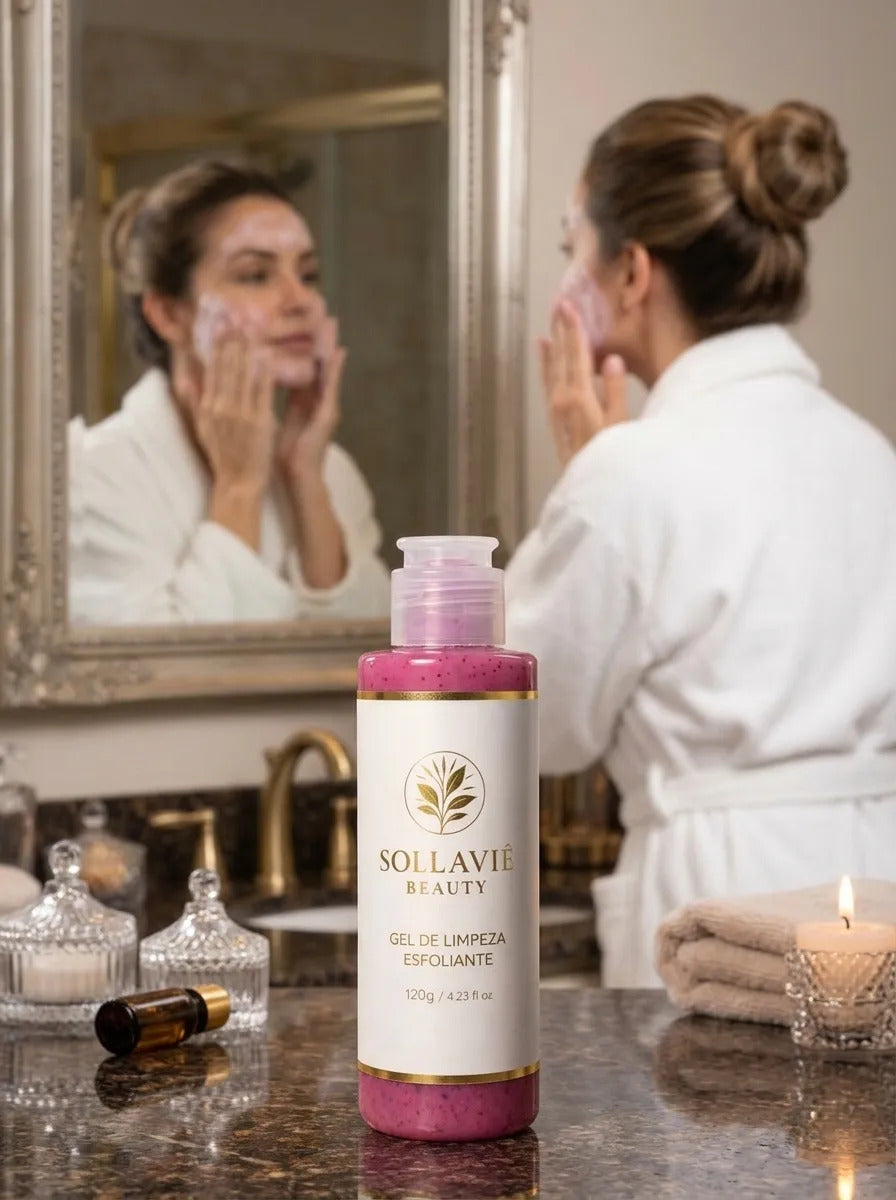 Gel Esfoliante Facial Damasco Limpeza Profunda Pele Macia Morango