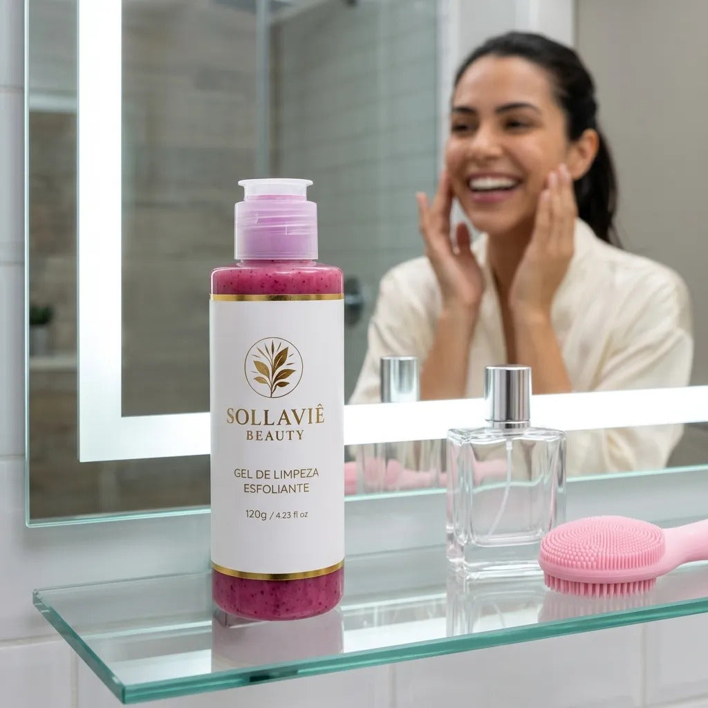 Gel Esfoliante Facial Damasco Limpeza Profunda Pele Macia Morango
