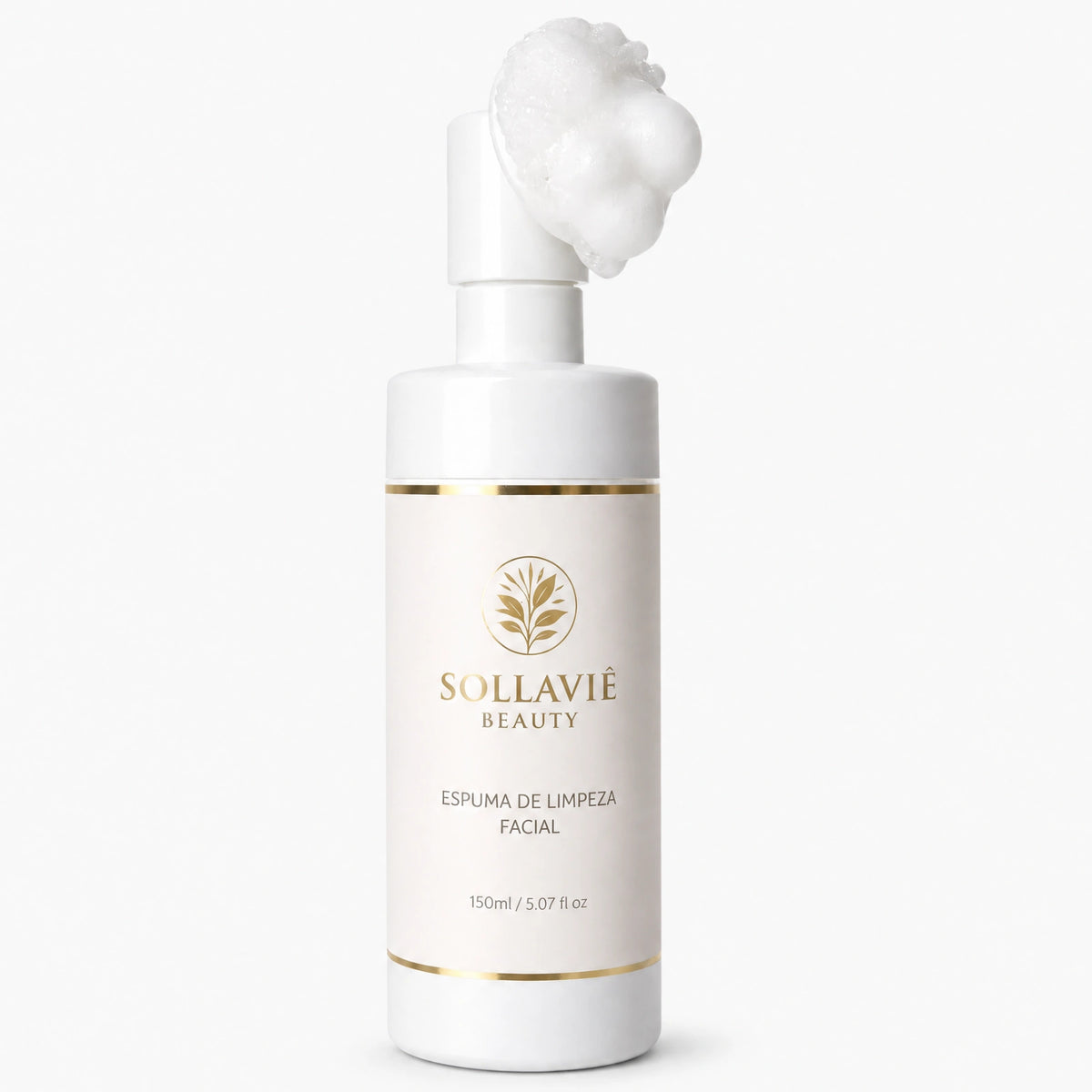 Espuma Hidratante de Limpeza Facial Sollaviê Beauty — Aloe Vera e Aveia