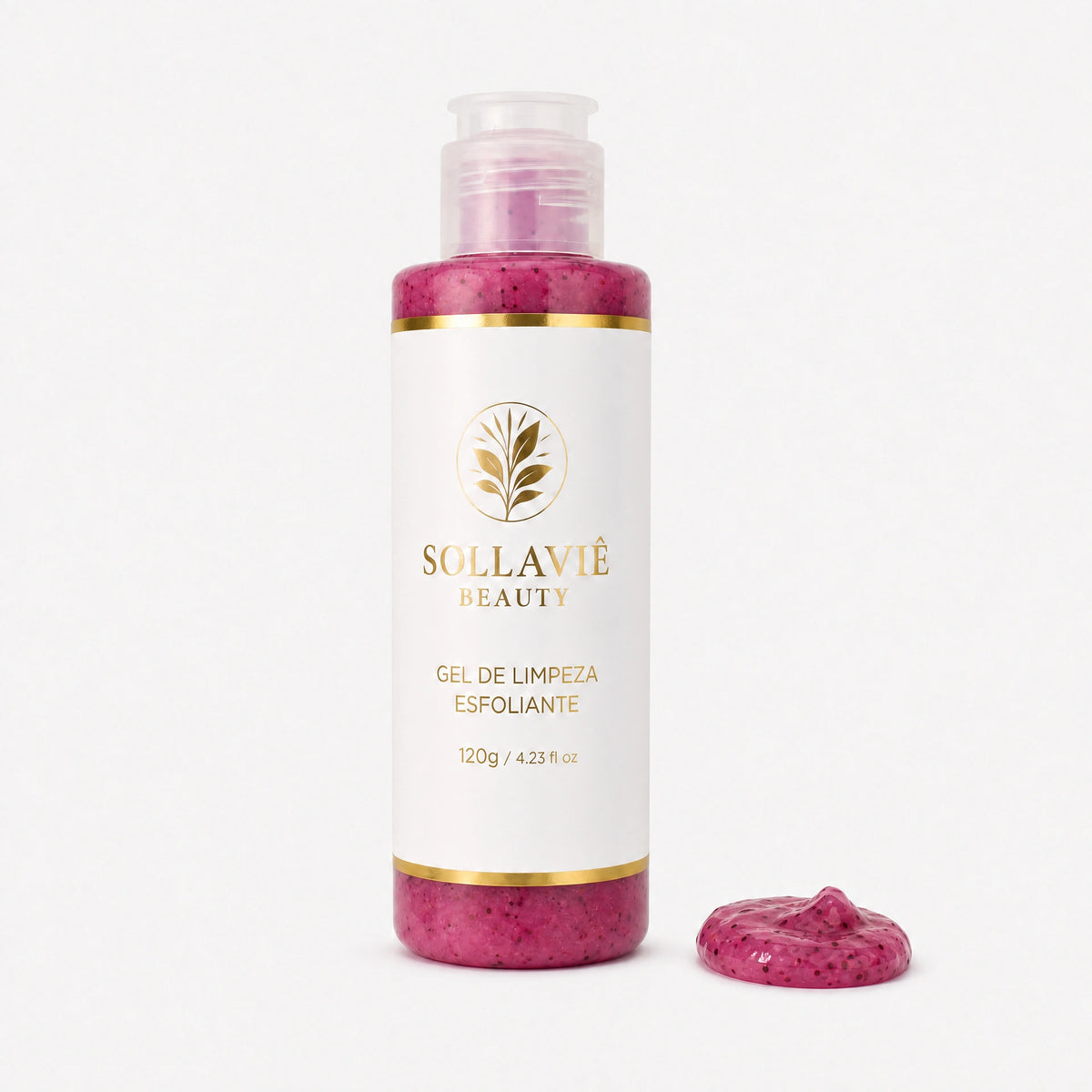 Gel de Limpeza Esfoliante Rosa Sollaviê Beauty — Damasco e Morango