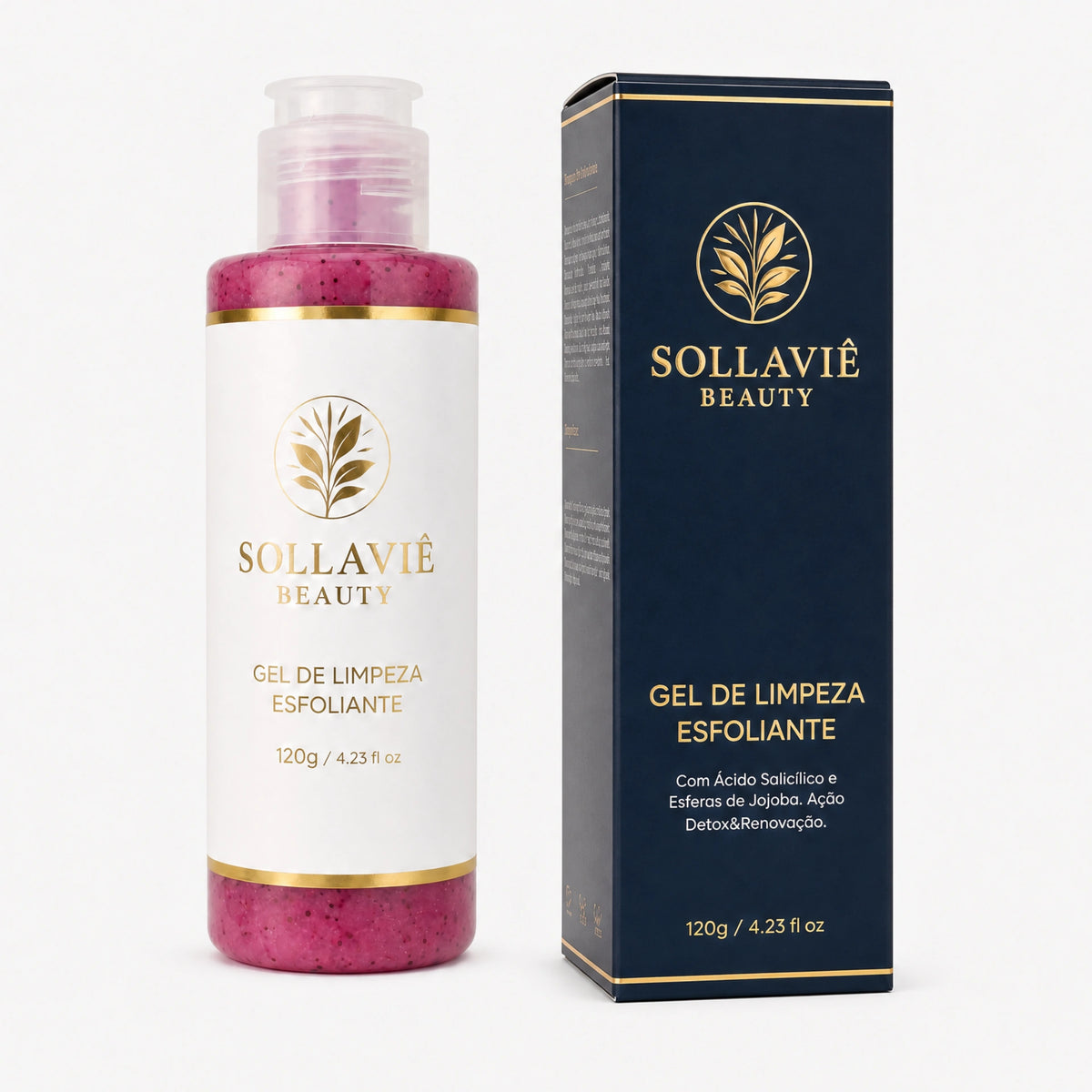 Gel de Limpeza Esfoliante Rosa Sollaviê Beauty — Damasco e Morango
