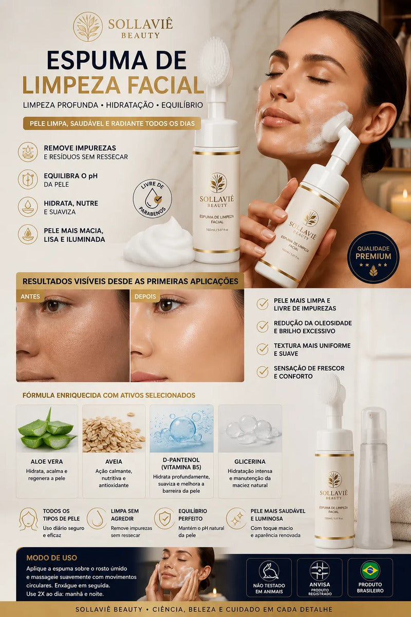 Espuma De Limpeza Facial Hidratante Aloe Vera Anti Acne Todo Tipo De Pele Dia/noite