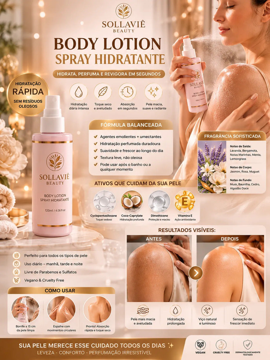 Hidratante Corporal Spray Perfumado Body Lotion 120ml Floral
