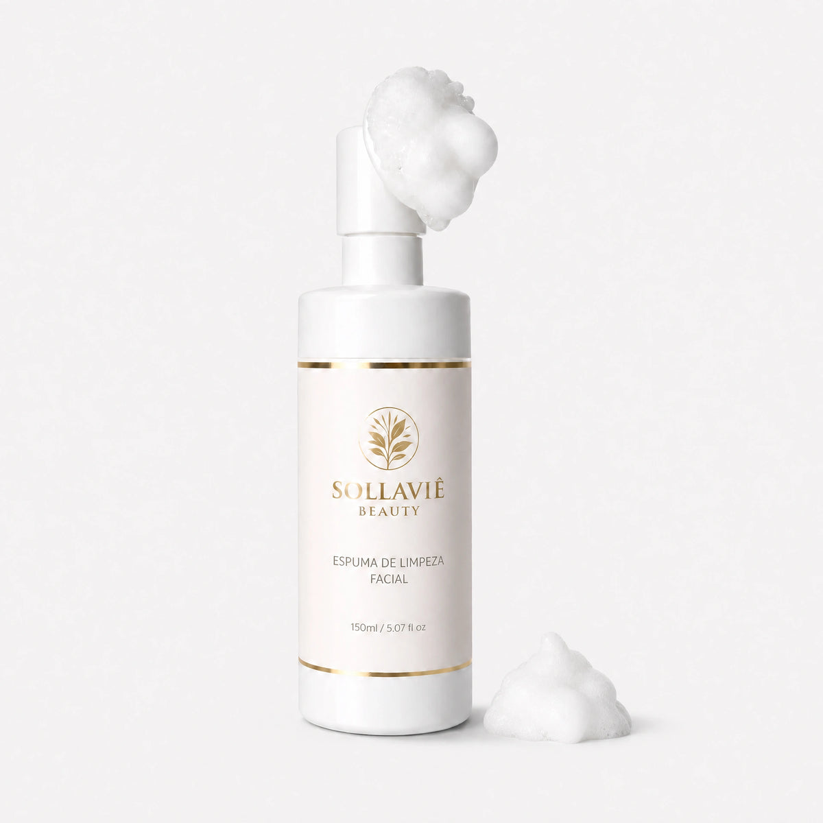 Espuma Hidratante de Limpeza Facial Sollaviê Beauty — Aloe Vera e Aveia
